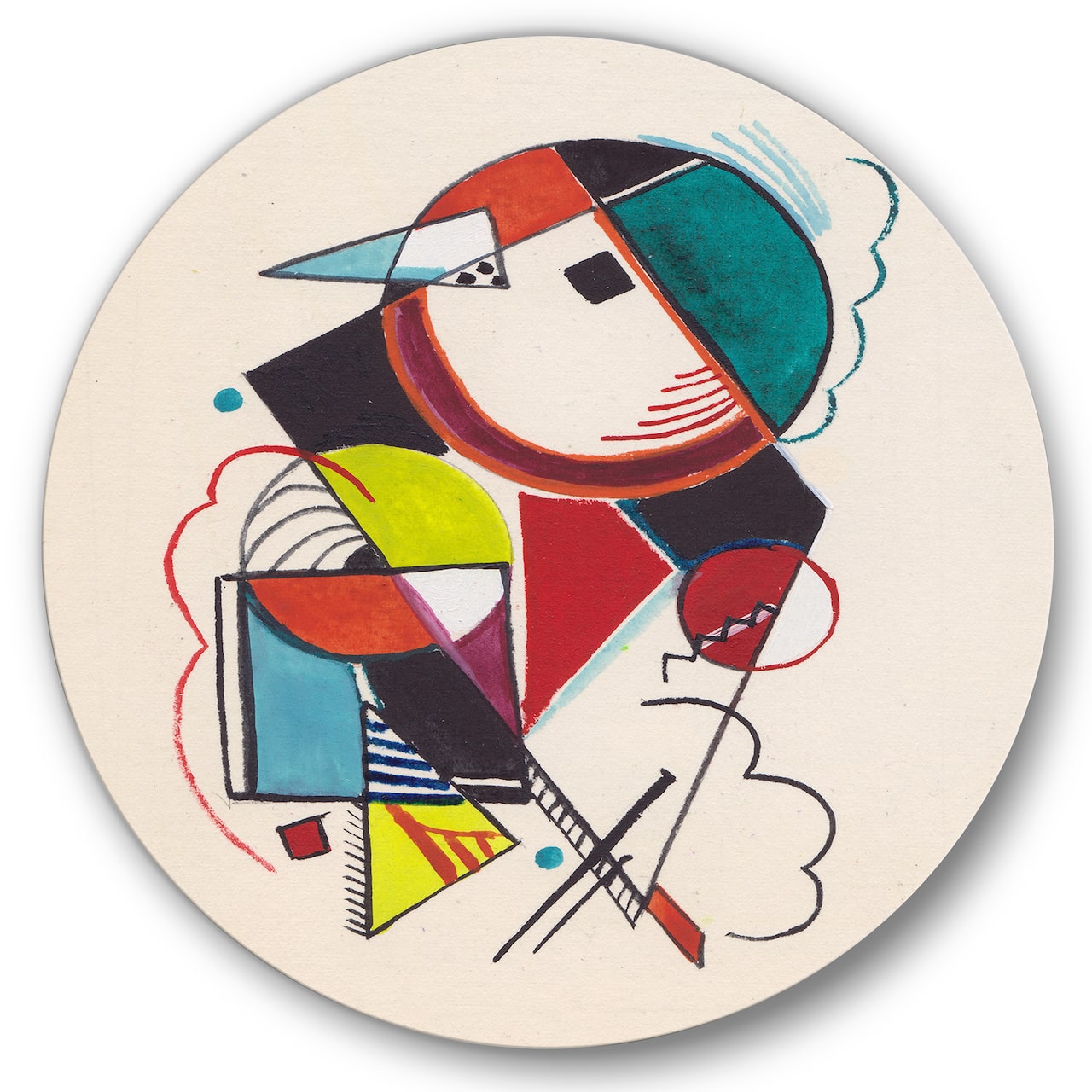 Designart - Colored Geometric Abstract Compositions II - Modern Metal Circle Wall Art